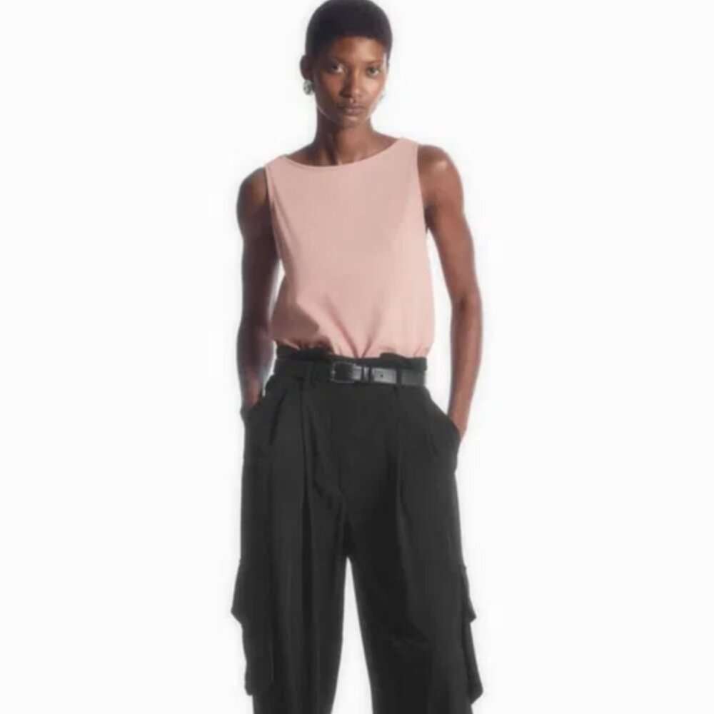 New COS Pink Cotton Boat Neck Tank XS